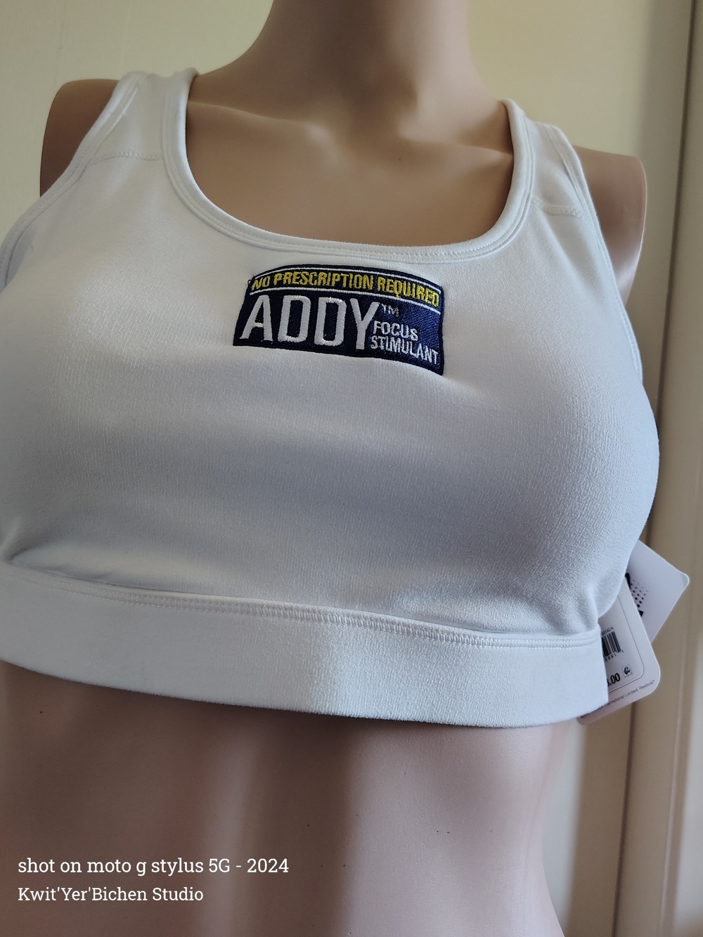 White Reebok Addy Bra Top